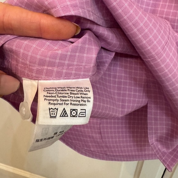 Eddie Bauer Lavender Checkered Button Down Shirt. Size XL - Picture 3 of 5